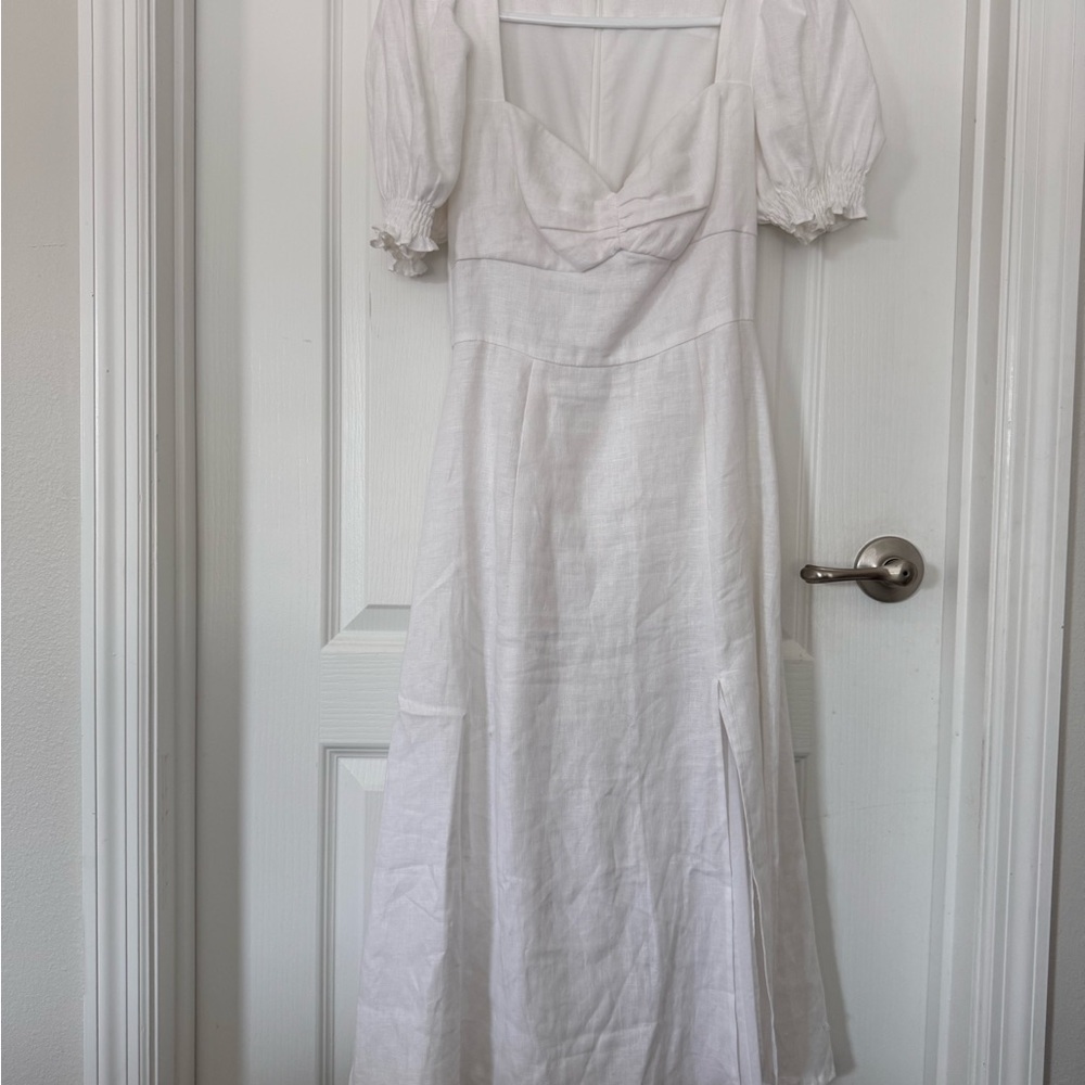 Reformation White Puff Sleeve Dress